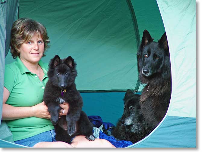 Bing, Ali, Montana and Acacia in the tent